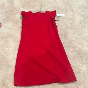 Red Ponte Flutter Sleeve Dress